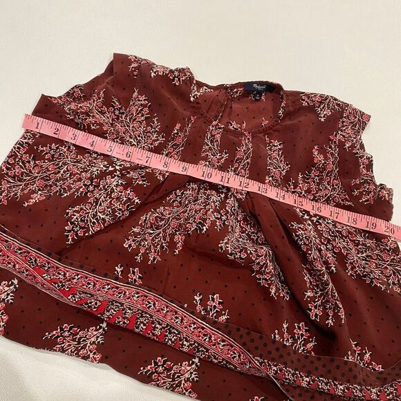 Madewell Boho Floral Sleeveless Blouse Red Brown XS - Picture 4 of 4
